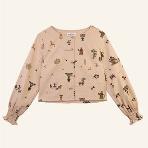 Treasure Print Button-Front Myrica top